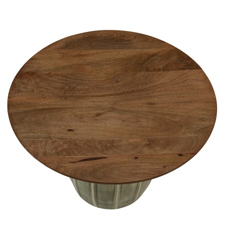 60x60 cm coffee table in mango wood with green enamel finish | Macabane Furniture