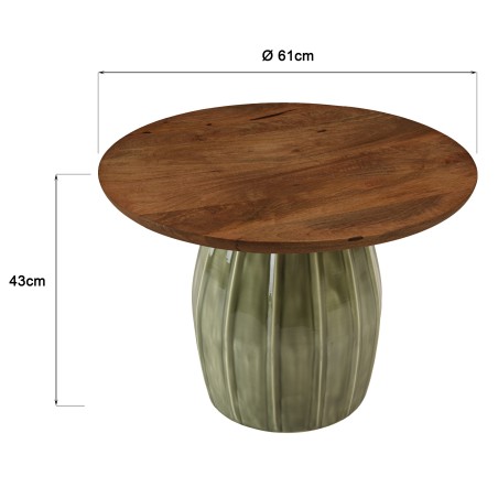 Salontafel 60x60 cm van mangohout en groen email | Macabane Meubelen