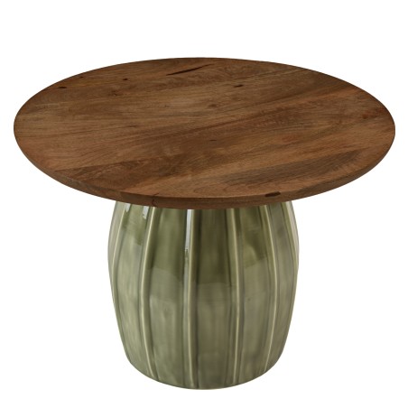 Salontafel 60x60 cm van mangohout en groen email | Macabane Meubelen