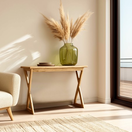 Konsole 110cm aus Mindiholz gekreuzte Beine | Macabane