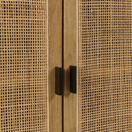 Buffet 4 portes 170cm en bois de mindi et rotin naturel | Macabane