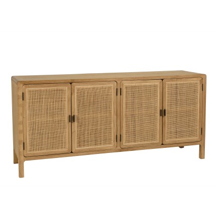 Buffet 4 portes 170cm en bois de mindi et rotin naturel | Macabane