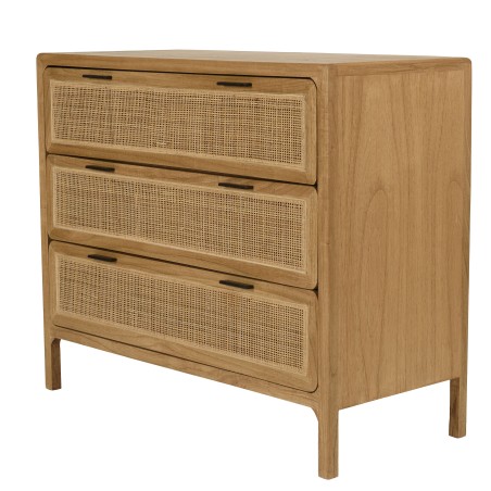 Ladekast 3 lades 100cm van mindihout en naturel rotan
