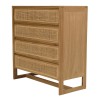 Cassettiera 4 cassetti 90cm in legno di mindi e rattan naturale