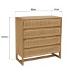 Cassettiera 4 cassetti 90cm in legno di mindi e rattan naturale