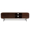 Stylish TV stand in dark wood and black metal with 3 doors | Macabane