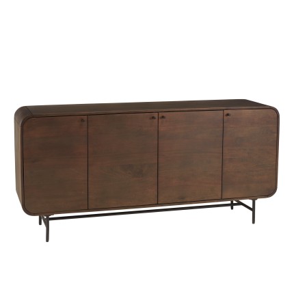 Buffet design bois foncé et métal noir 4 portes | Macabane