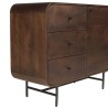 ALIX - Designer sideboard in dark wood and black metal, 1 door and 3 drawers