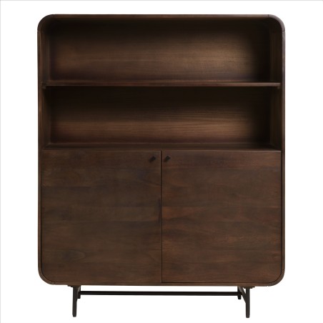 Enfilade haute design bois foncé et métal noir 2 portes | Macabane