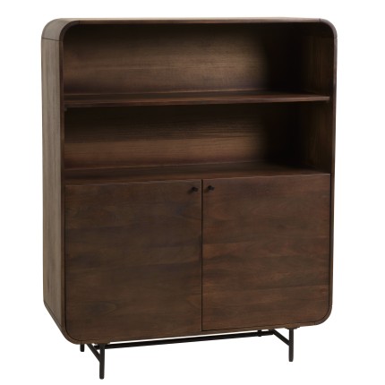 Enfilade haute design bois foncé et métal noir 2 portes | Macabane