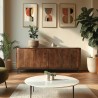 Buffet design bois foncé et métal noir 4 portes - Macabane