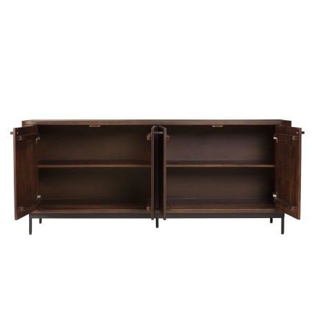 Buffet design bois foncé et métal noir 4 portes - Macabane