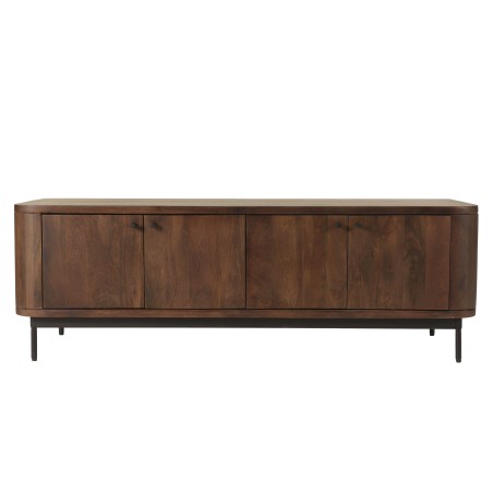 Design-TV-Möbel dunkles Holz und schwarzes Metall 4 Türen | Macabane