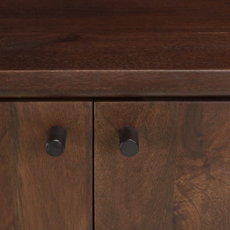 Design-TV-Möbel dunkles Holz und schwarzes Metall 4 Türen | Macabane