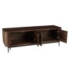 Design-TV-Möbel dunkles Holz und schwarzes Metall 4 Türen | Macabane