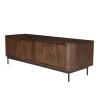 Design-TV-Möbel dunkles Holz und schwarzes Metall 4 Türen | Macabane