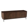 Design-TV-Möbel dunkles Holz und schwarzes Metall 4 Türen | Macabane