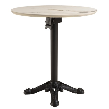 ICARE - Set n. 1: tavolo bistrot D70cm pieghevole in ceramica marmorizzato chiaro