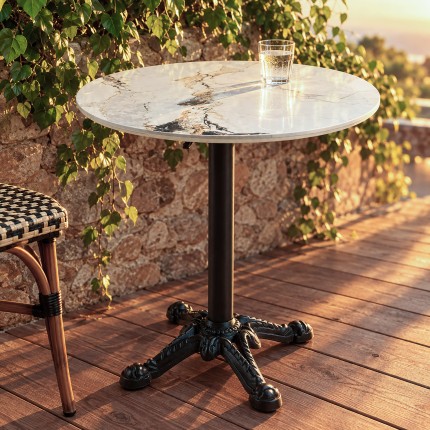 ICARE - Conjunto n.º 1: mesa bistró D70cm plegable de cerámica marmoleado claro