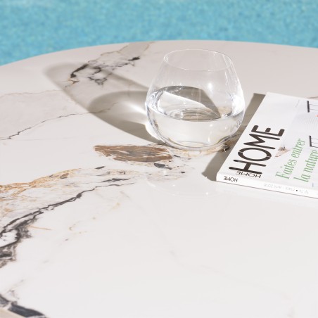 Table bistrot en céramique marbré clair | Professionnel et particulier