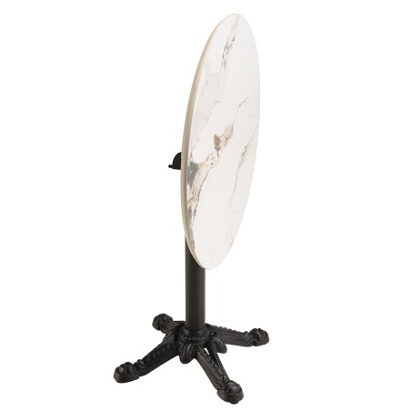 ICARE - Set nr. 1: bistrotafel D70cm opklapbaar van keramiek licht gemarmerd