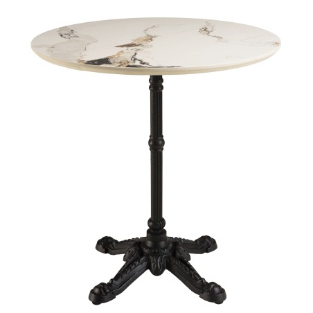 ICARE - Set n. 2: tavolo bistrot D70cm in ceramica marmorizzato chiaro