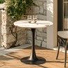 ICARE - Conjunto n.º 3: mesa bistró D70cm de cerámica marmoleado claro