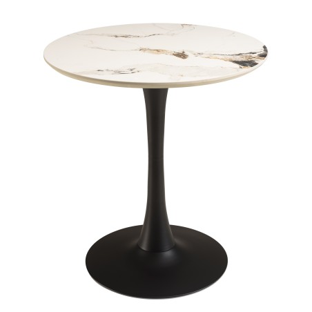 ICARE - Set n. 3: tavolo bistrot D70cm in ceramica marmorizzato chiaro