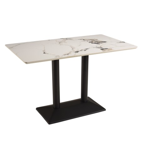 ICARE - Set Nr. 1: Bistrotisch rechteckig 120x70cm aus Keramik hell marmoriert