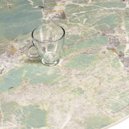 ICARE - Conjunto n.º 1: mesa bistró D70cm plegable de cerámica marmoleado verde