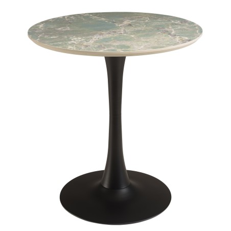 ICARE - Set n. 3: tavolo bistrot D70cm in ceramica marmorizzato verde