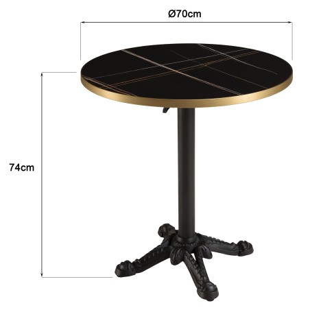 ICARE - Set Nr. 1: Bistrotisch D70cm klappbar aus Keramik schwarz marmoriert