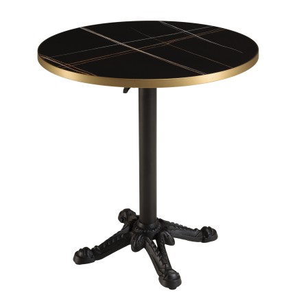 ICARE - Set Nr. 1: Bistrotisch D70cm klappbar aus Keramik schwarz marmoriert