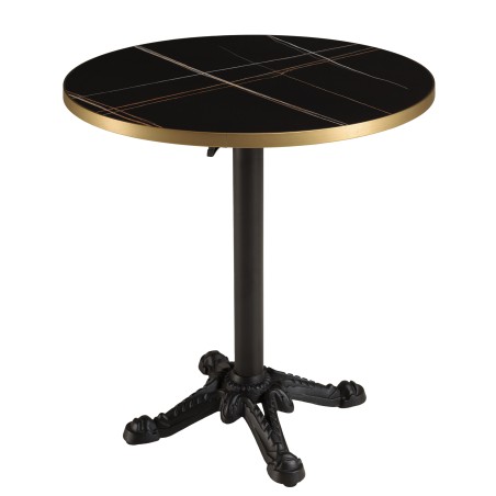 ICARE - Set Nr. 1: Bistrotisch D70cm klappbar aus Keramik schwarz marmoriert