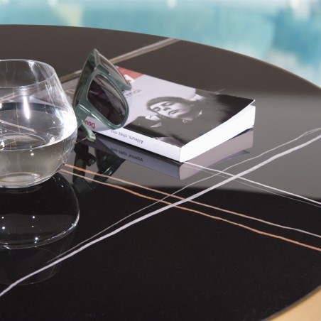 Table bistrot en céramique marbré noir | Meubles Macabane