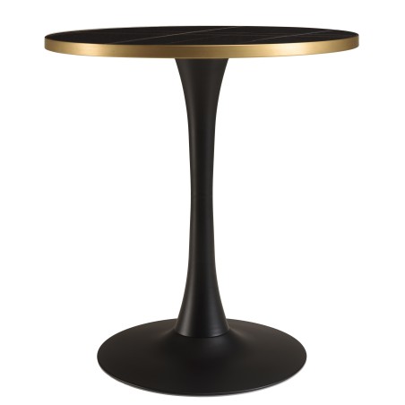 ICARE - Ensemble n°3: table bistrot D70cm en céramique marbré noir