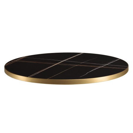 ICARE - Conjunto n.º 3: mesa bistró D70cm de cerámica marmoleado negro