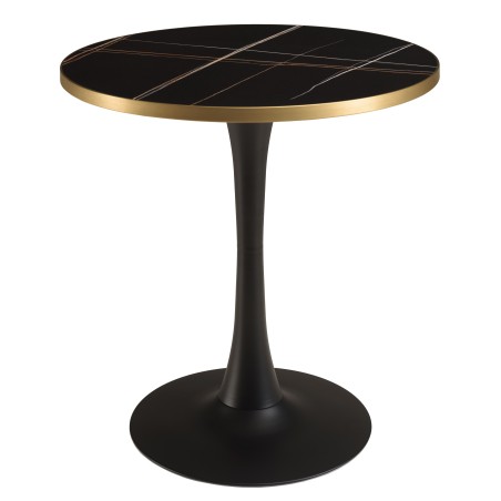 ICARE - Ensemble n°3: table bistrot D70cm en céramique marbré noir