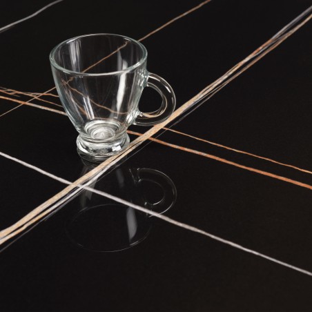 ICARE - Conjunto n.º 3: mesa bistró D70cm de cerámica marmoleado negro