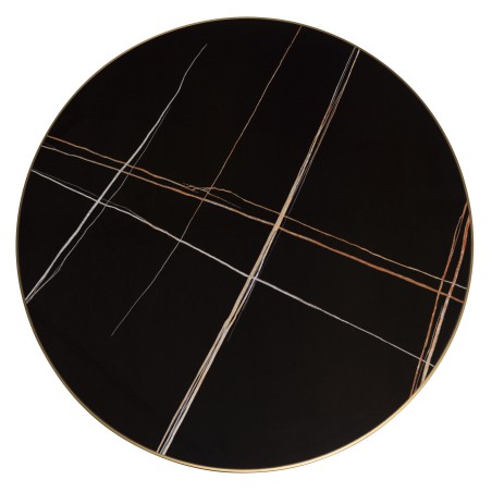 ICARE - Ensemble n°3: table bistrot D70cm en céramique marbré noir