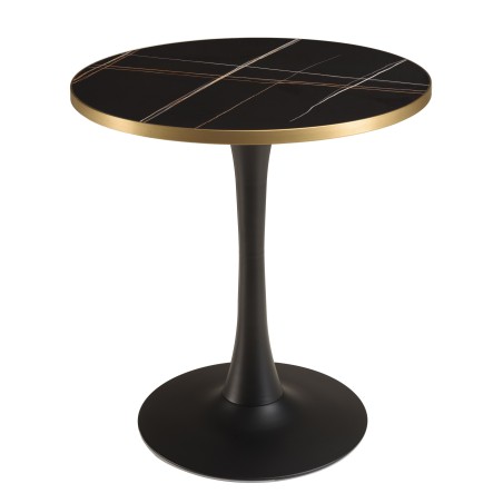 ICARE - Conjunto n.º 3: mesa bistró D70cm de cerámica marmoleado negro