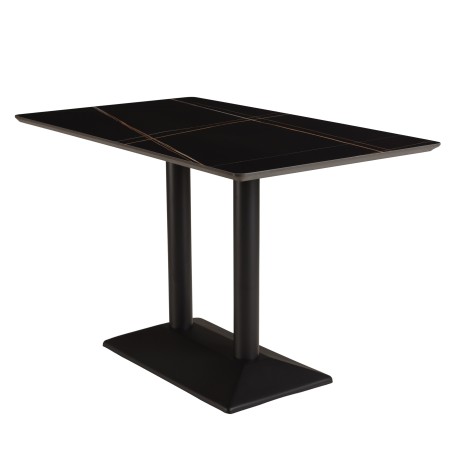 ICARE - Set no. 1: bistro table rectangular 120x70cm in black marbled ceramic