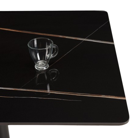 ICARE - Set nr. 1: bistrotafel rechthoekig 120x70cm van keramiek zwart gemarmerd
