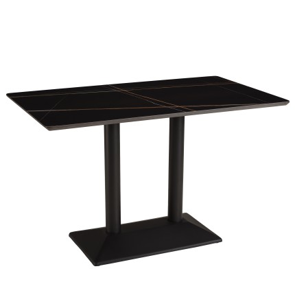 ICARE - Conjunto n.º 1: mesa bistró rect. 120x70cm de cerámica marmoleado negro