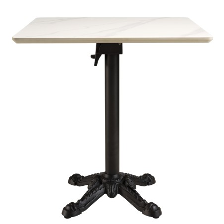ICARE - Set Nr. 1: Bistrotisch 70x70cm klappbar aus Keramik weiß marmoriert