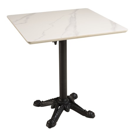 Table bistrot 70x70cm pliable en céramique marbré blanc | Macabane