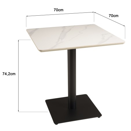ICARE - Set n. 2: tavolo bistrot 70x70cm in ceramica marmorizzato bianco