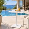 ICARE - Conjunto n.º 3: mesa bistró 70x70cm de cerámica marmoleado blanco
