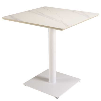 ICARE - Conjunto n.º 3: mesa bistró 70x70cm de cerámica marmoleado blanco