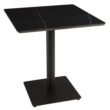 ICARE - Conjunto n.º 2: mesa bistró 70x70cm de cerámica marmoleado negro